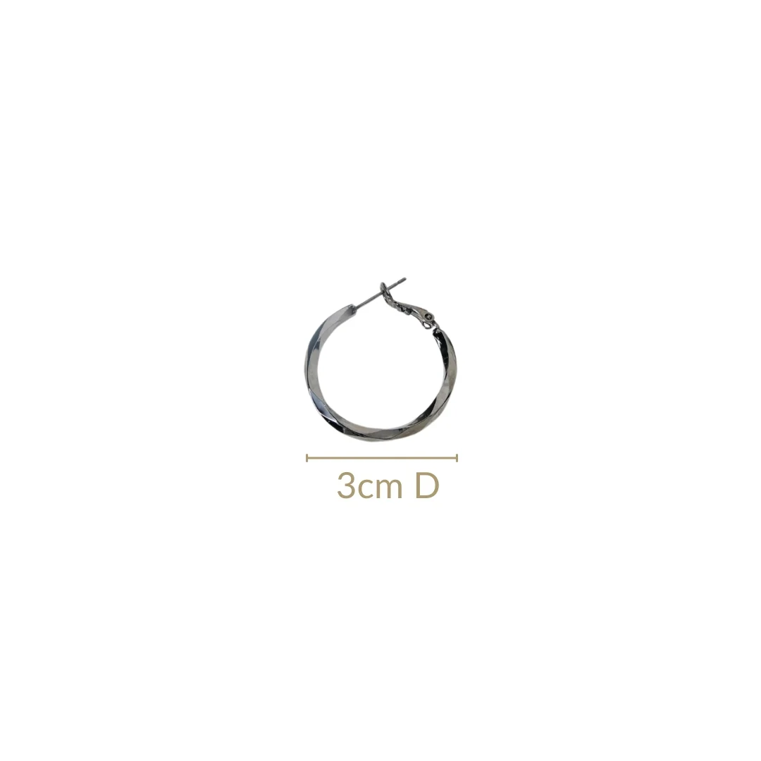 Chic Geometry Oxidised Silver Hoop Earrings - Image 3