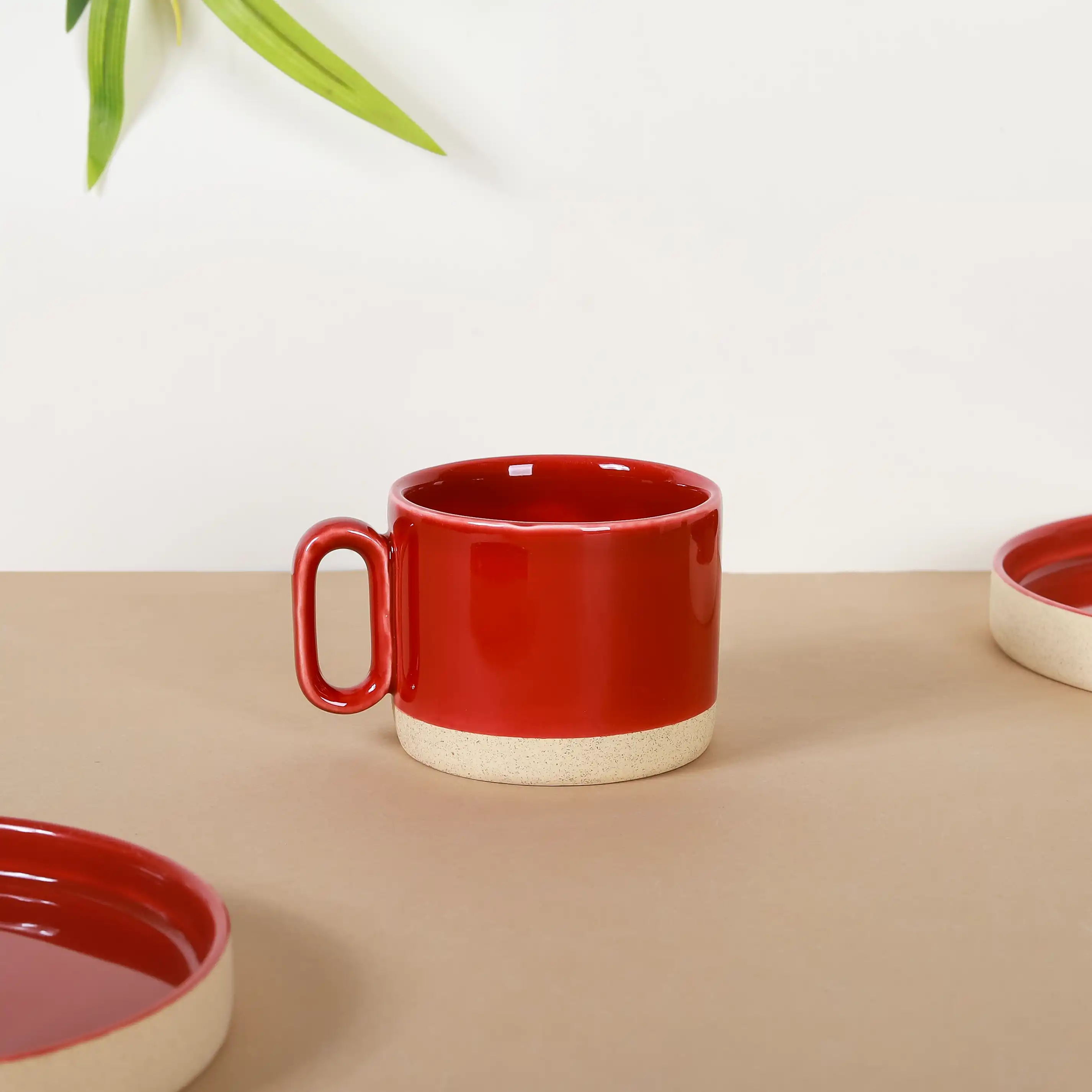 Chic Minimalist Tea Cup And Saucer Set Of 6 Maroon 100ml - Image 8