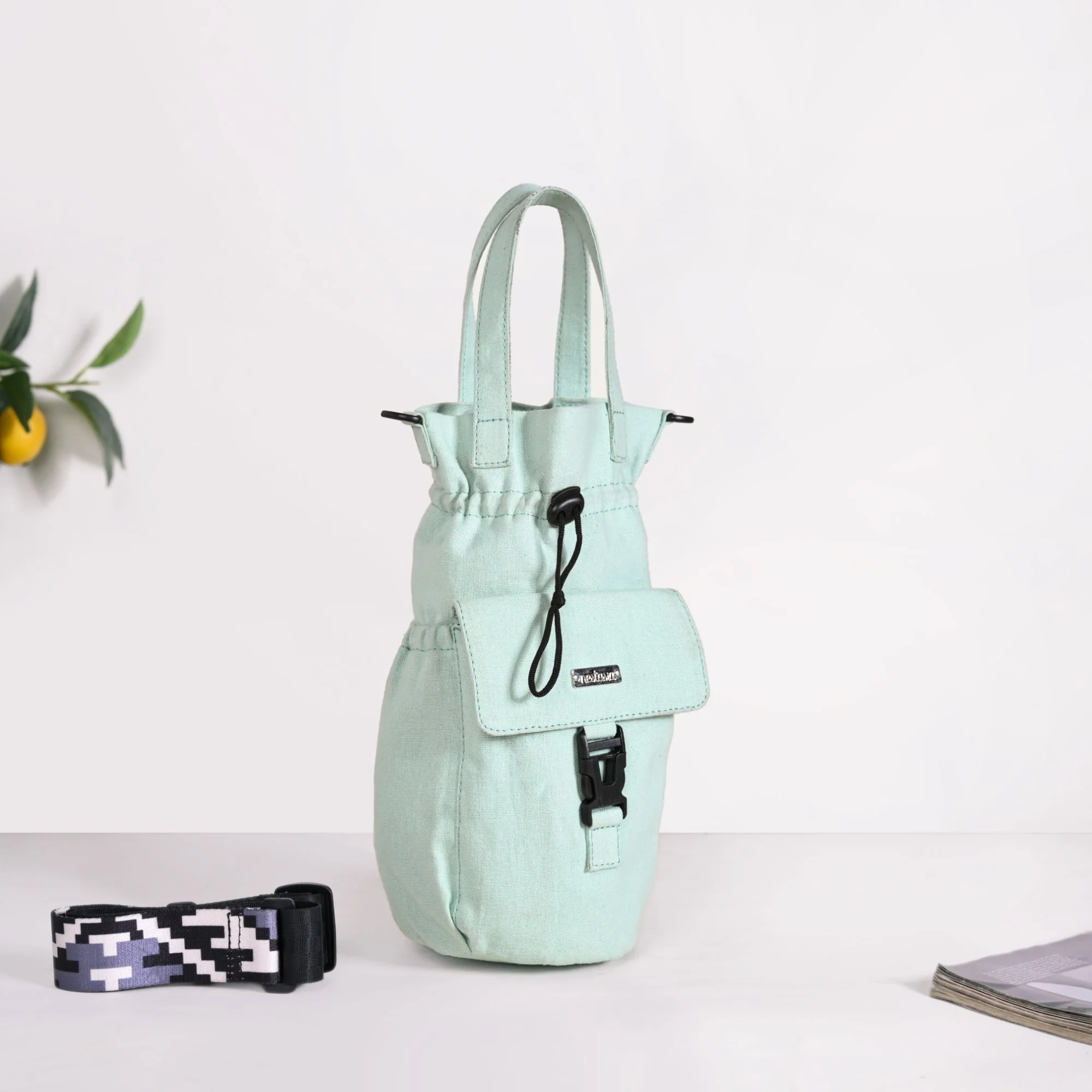Chic Mint Drawstring Bottle Holder - Image 4