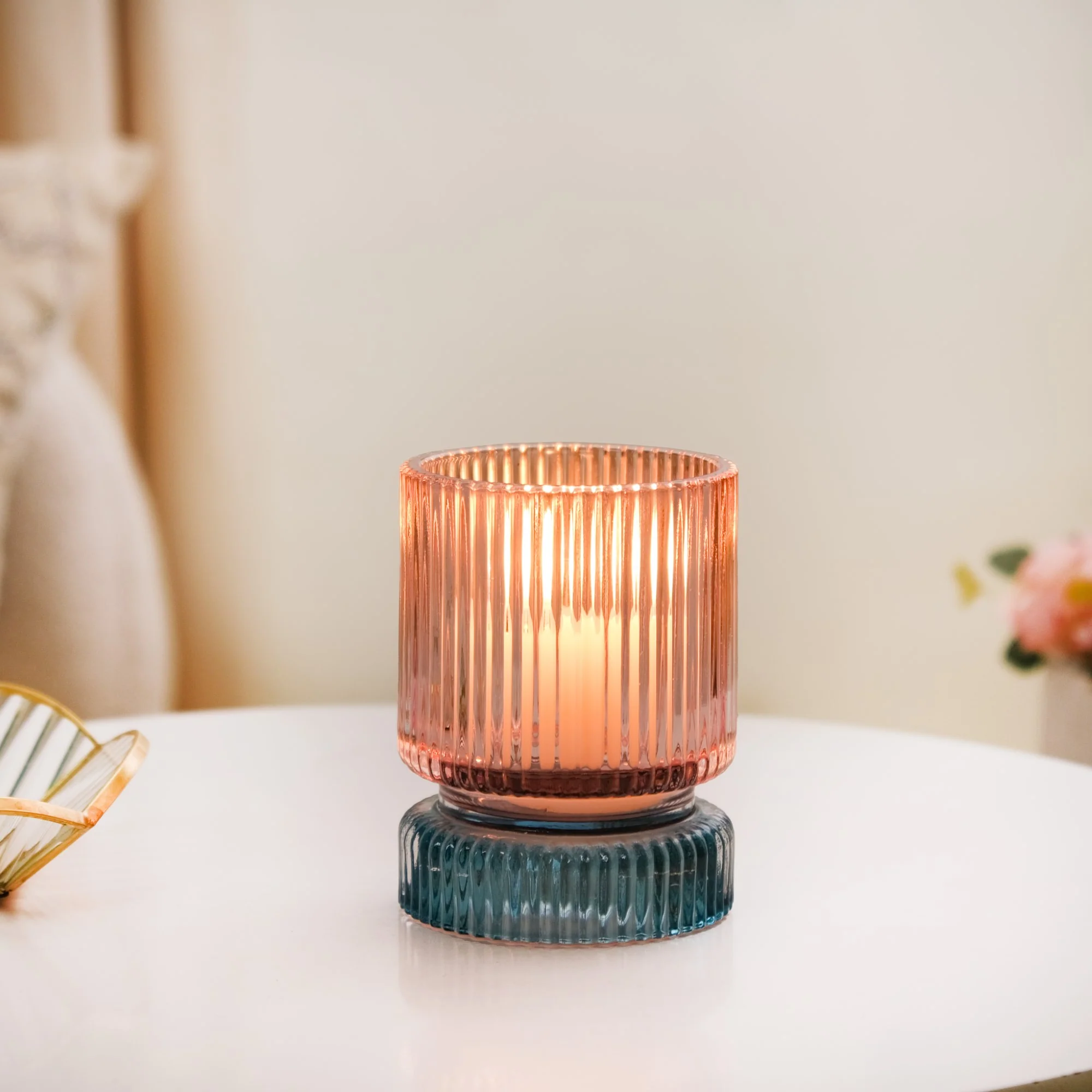Chic Tinted Glass Tealight Candle Holder - Image 2