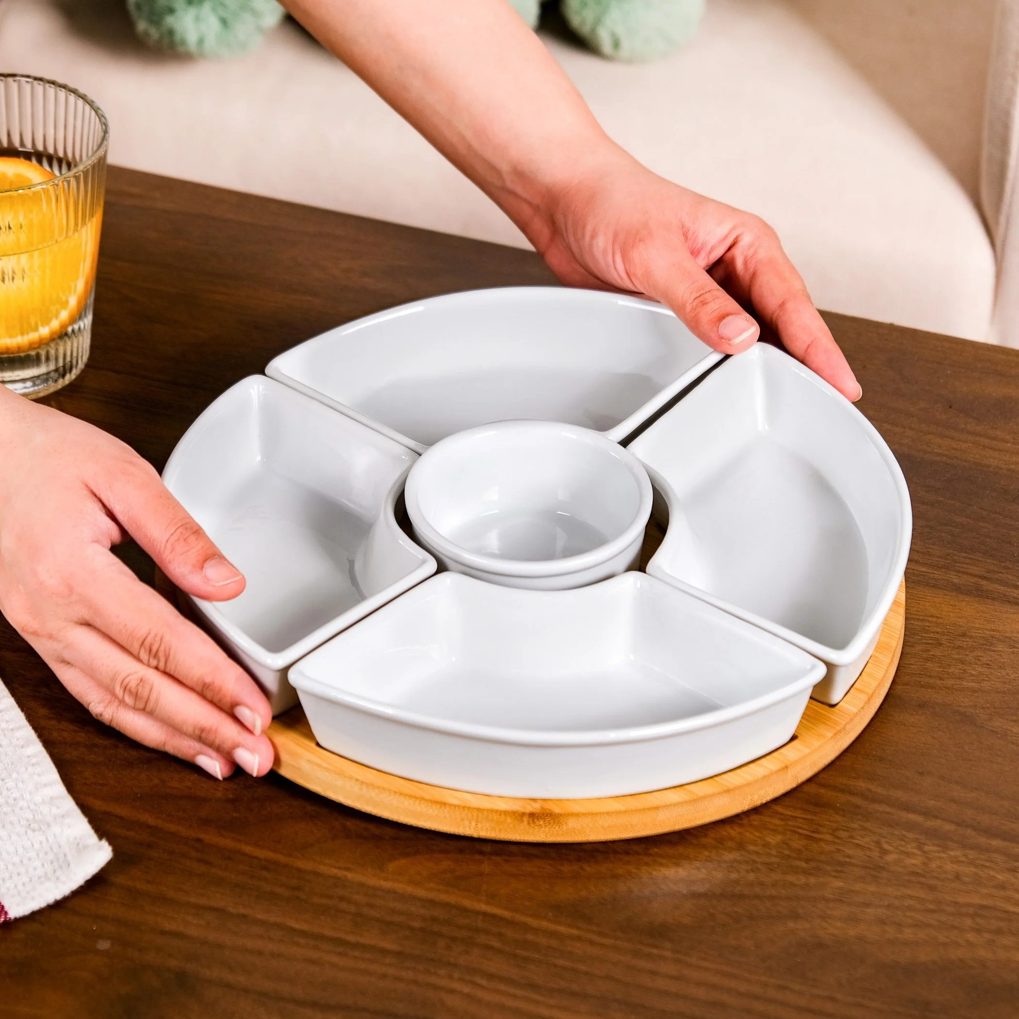 Chip And Dip White Ceramic Platter - Image 3