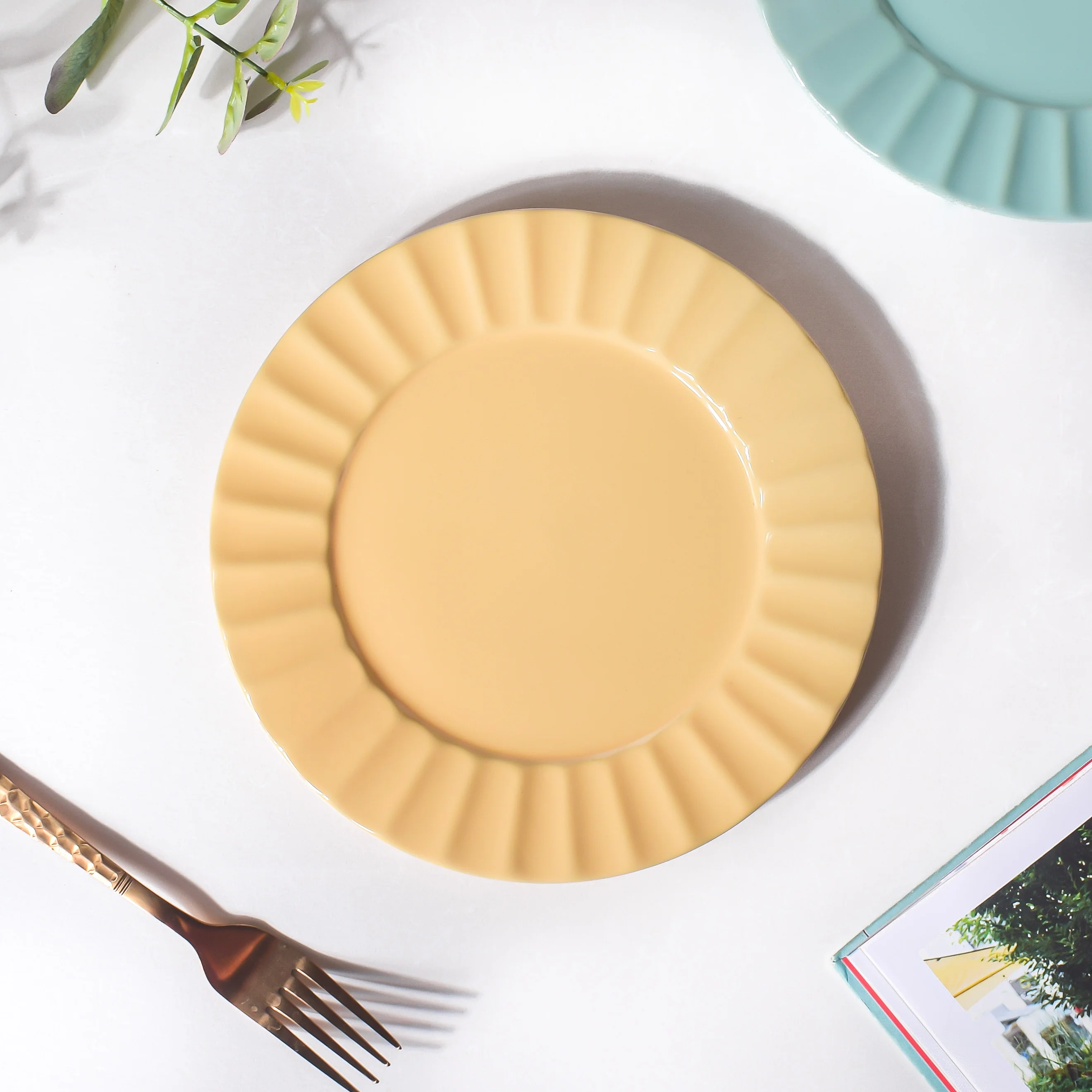 Claramay Daffodil Yellow Ceramic Snack Plate 8 Inch - Image 4
