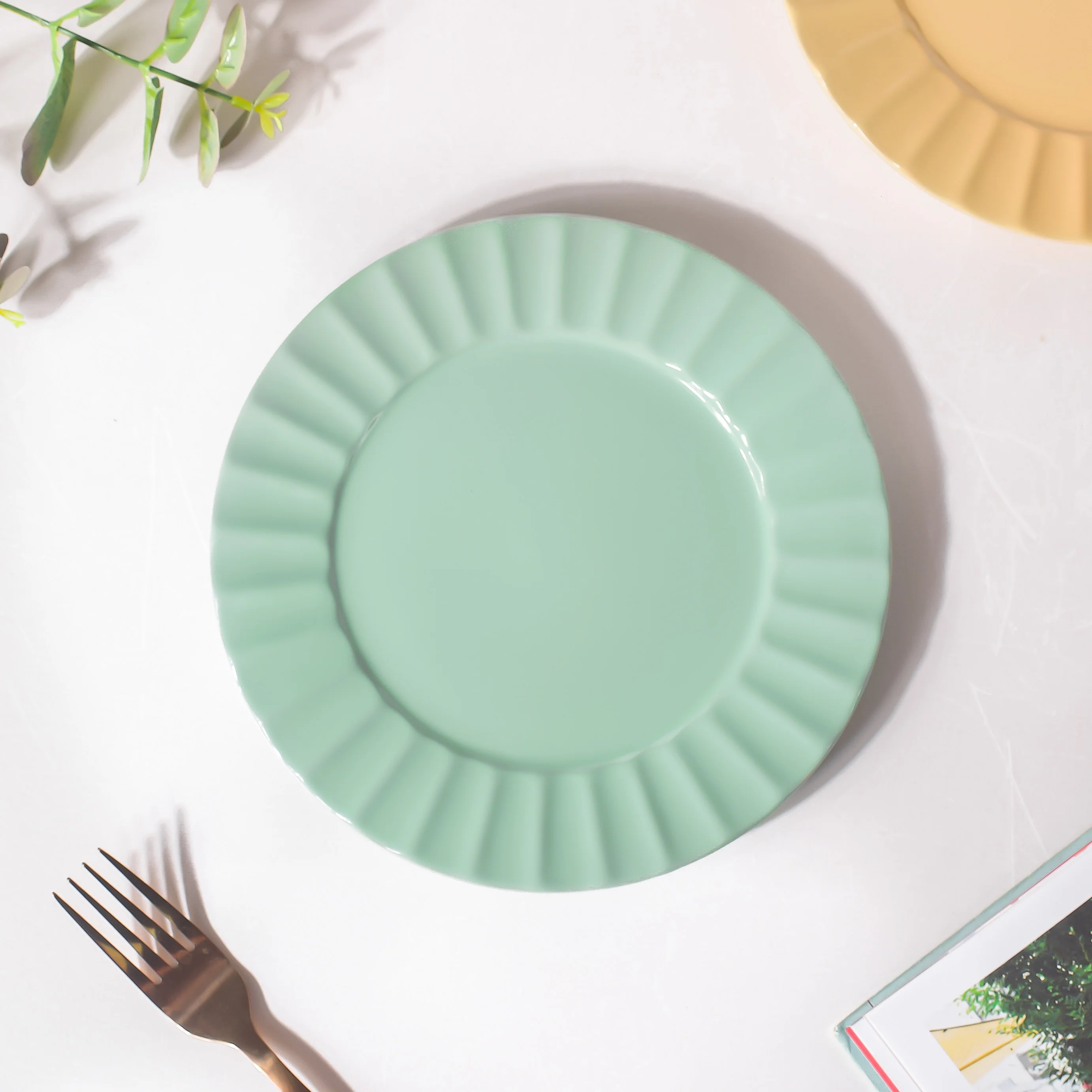 Claramay Mint Green Pastel Ceramic Snack Plate 8 Inch - Image 4