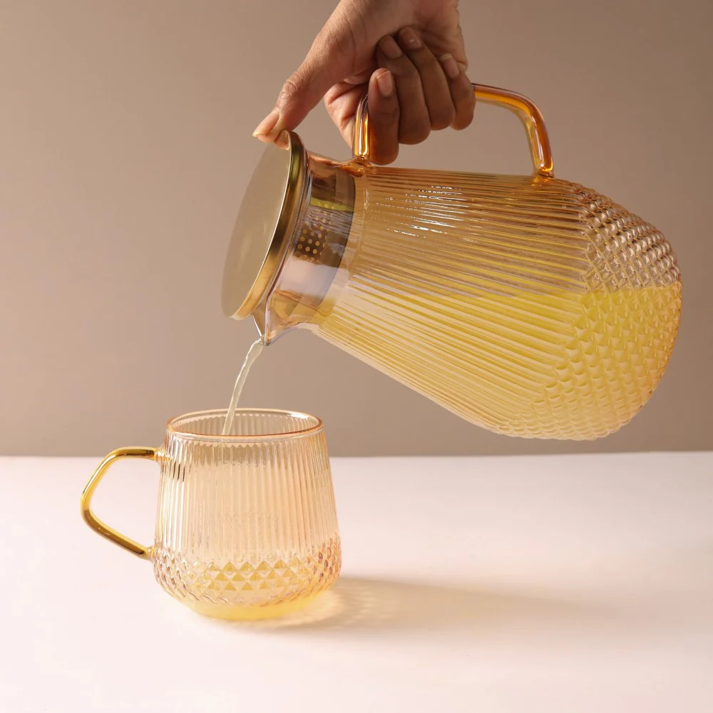 Classic Glass Tea Set of 5- Amber - Image 9