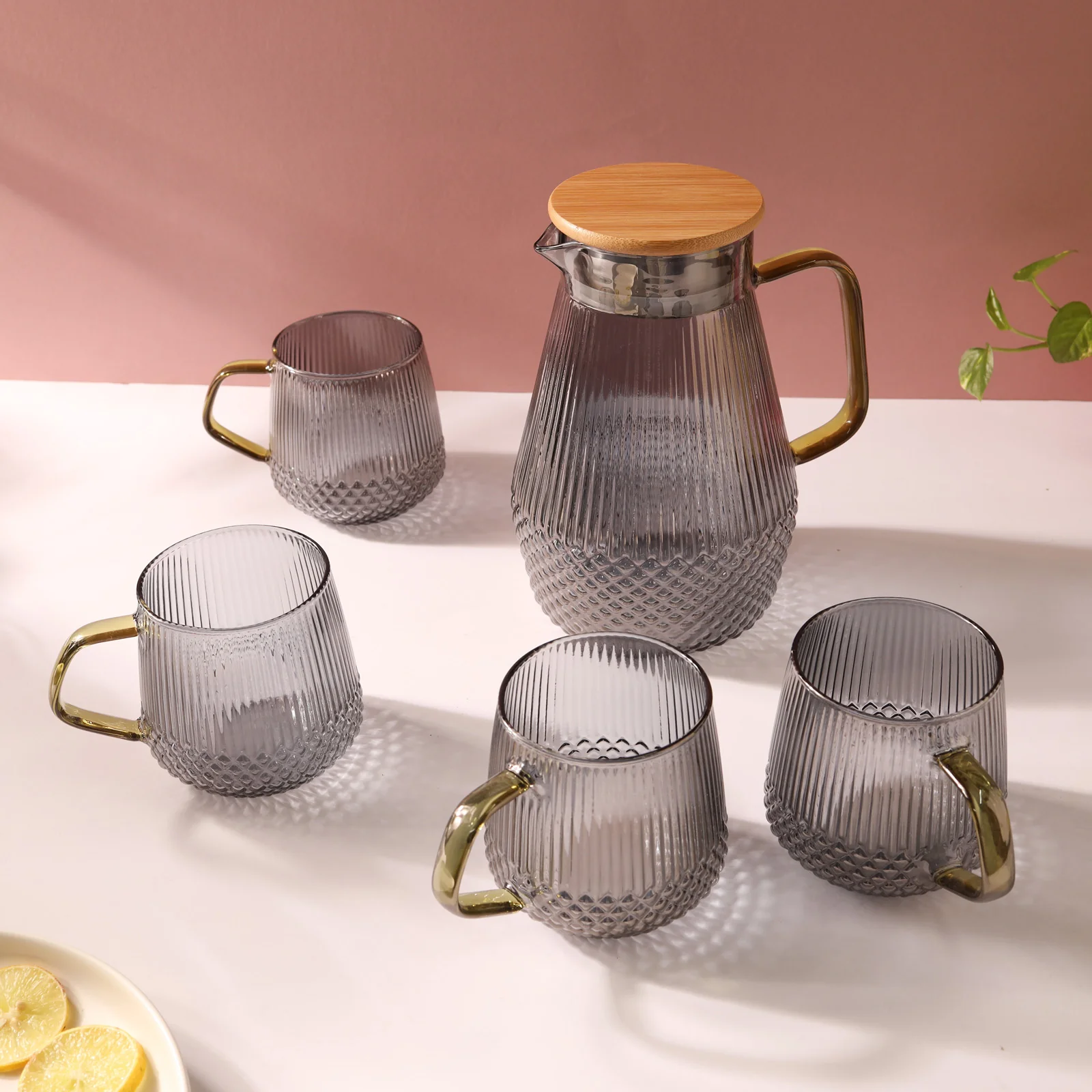 Classic Glass Tea Set of 5 - Grey - Image 9