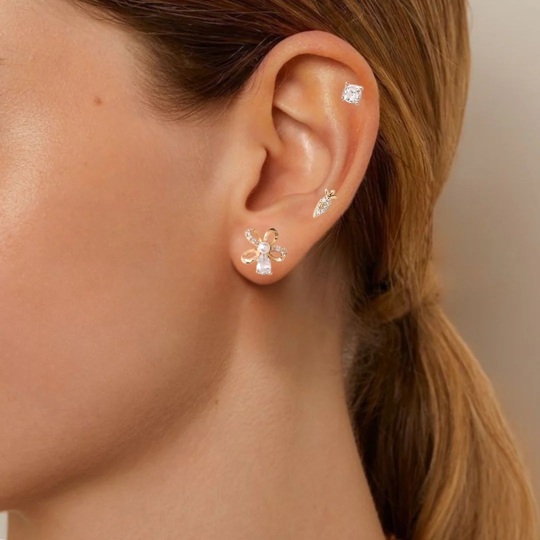 Classic Gold Bloom Studs Set of 3 - Image 5