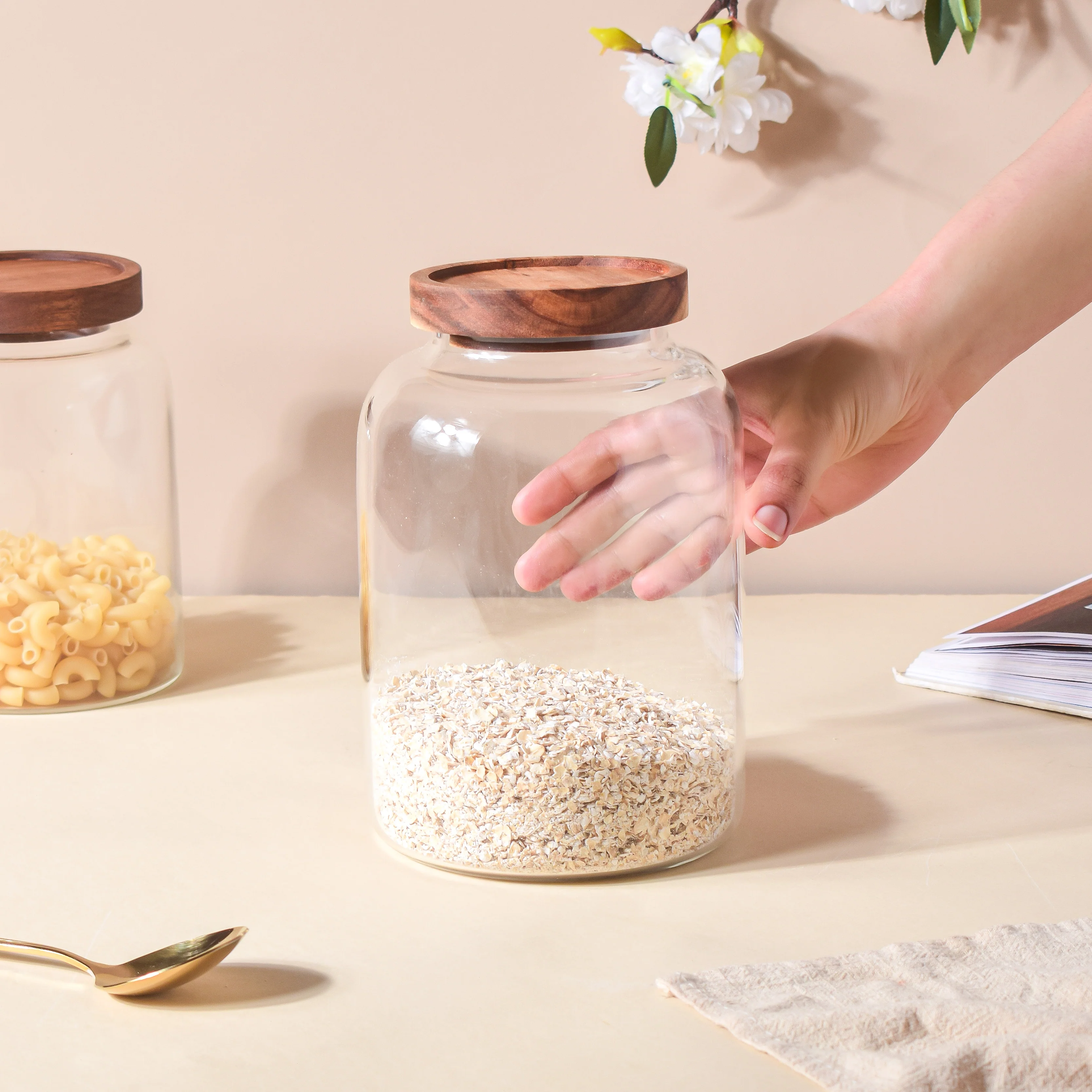 Clear Glass Jar With Lid Large - Image 2
