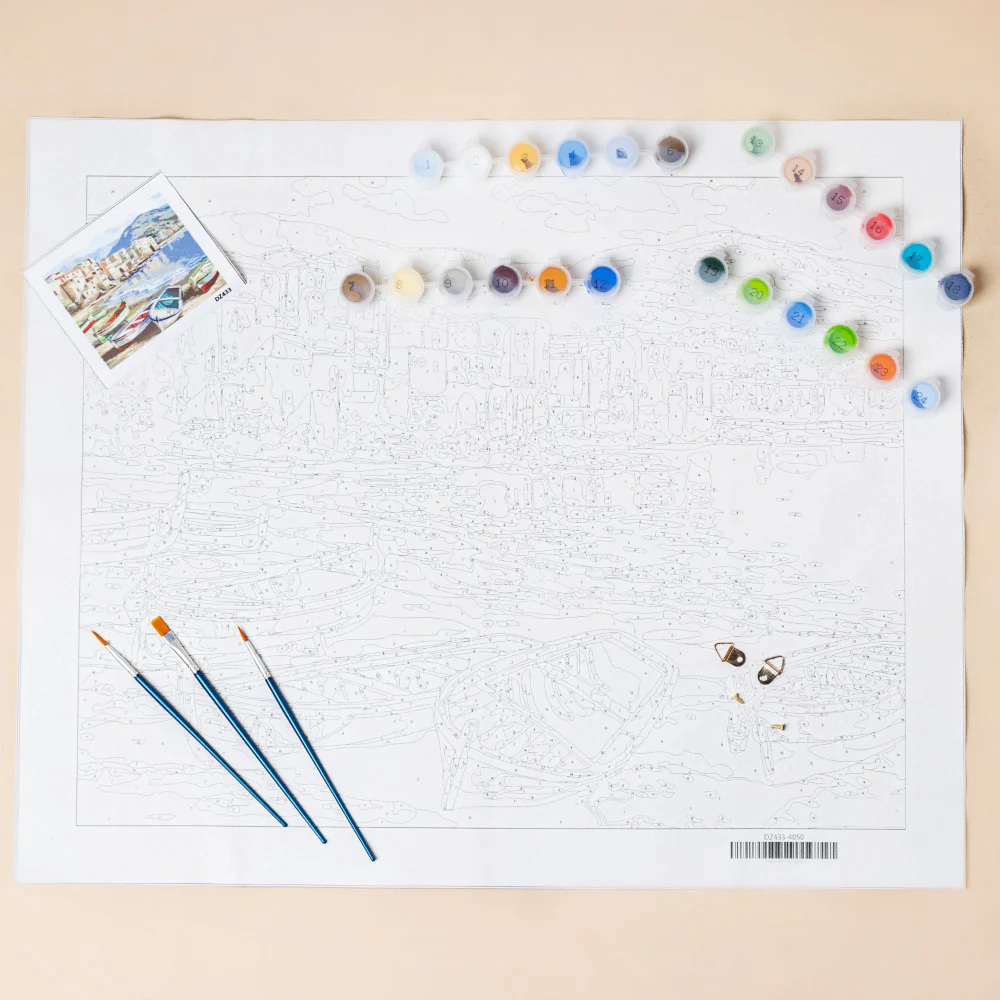 Coastal Cityscape DIY Paint By Numbers Kit - Image 3