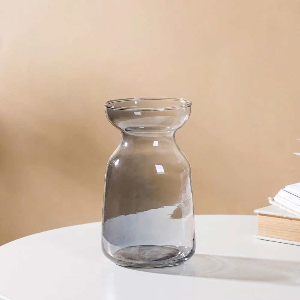 Contemporary Glass Flower Vase Grey - Image 5