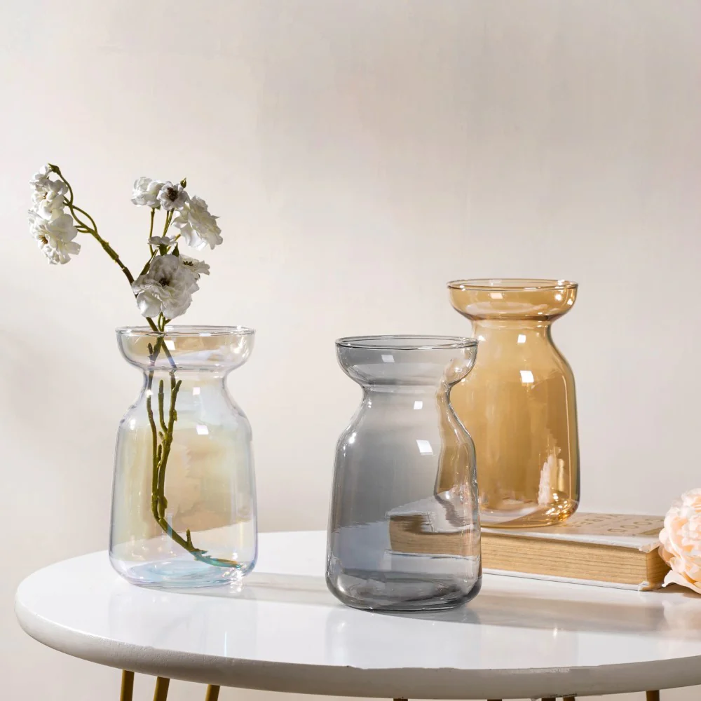 Contemporary Glass Flower Vase Grey - Image 7