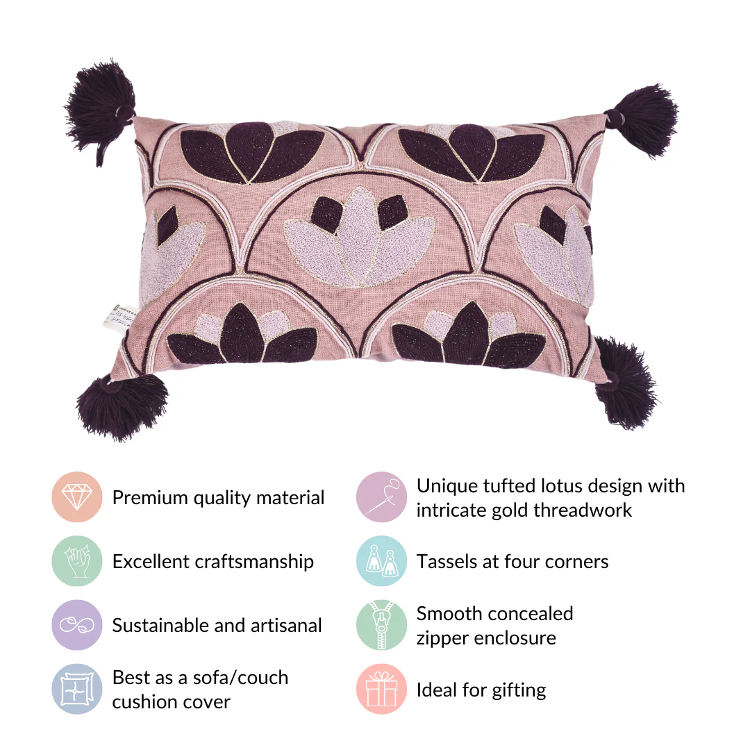 Contemporary Tufted Lotus Cushion Cover 18x11 Inch - Image 4