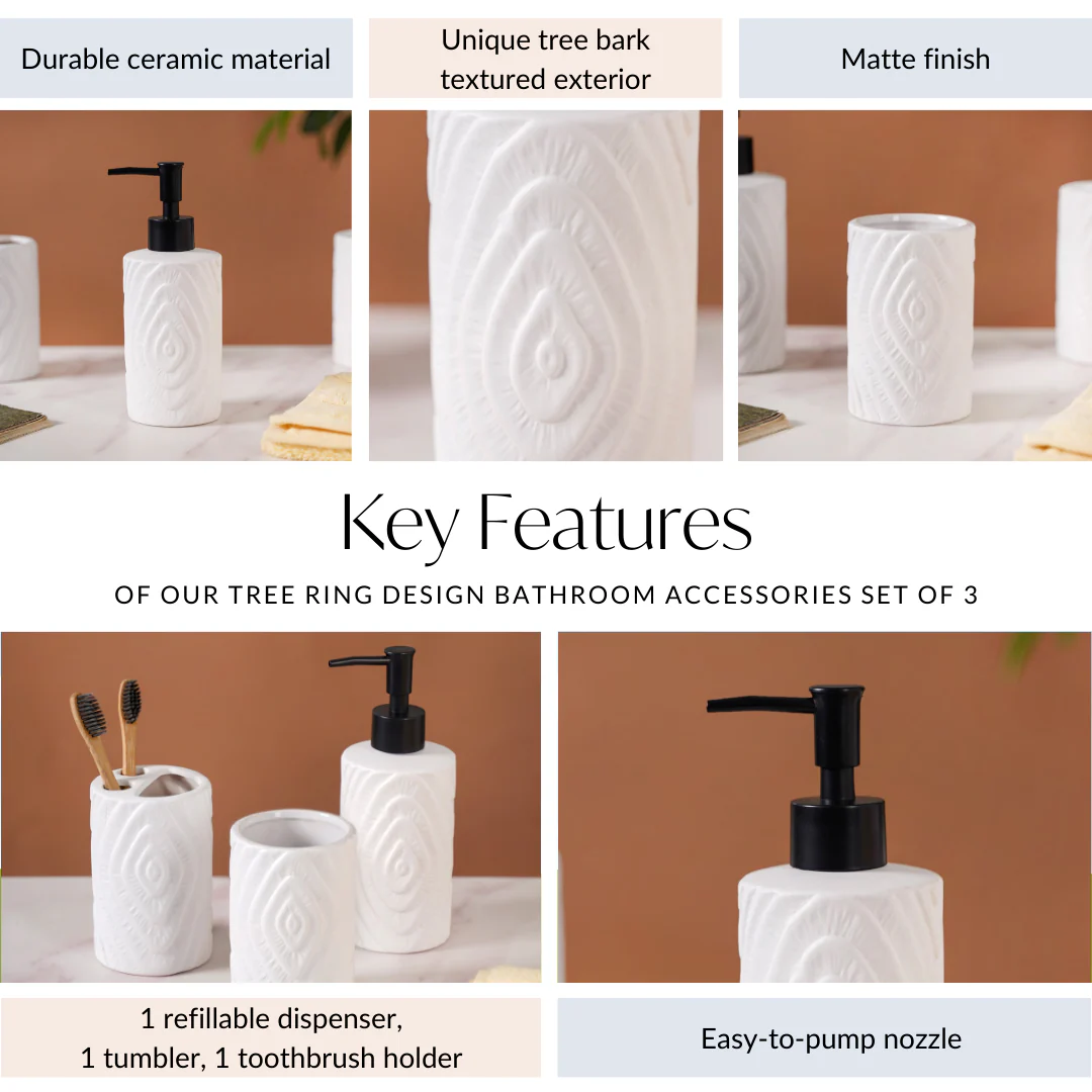 Contour Design Bathroom Accessories Set Of 3 White - Image 4