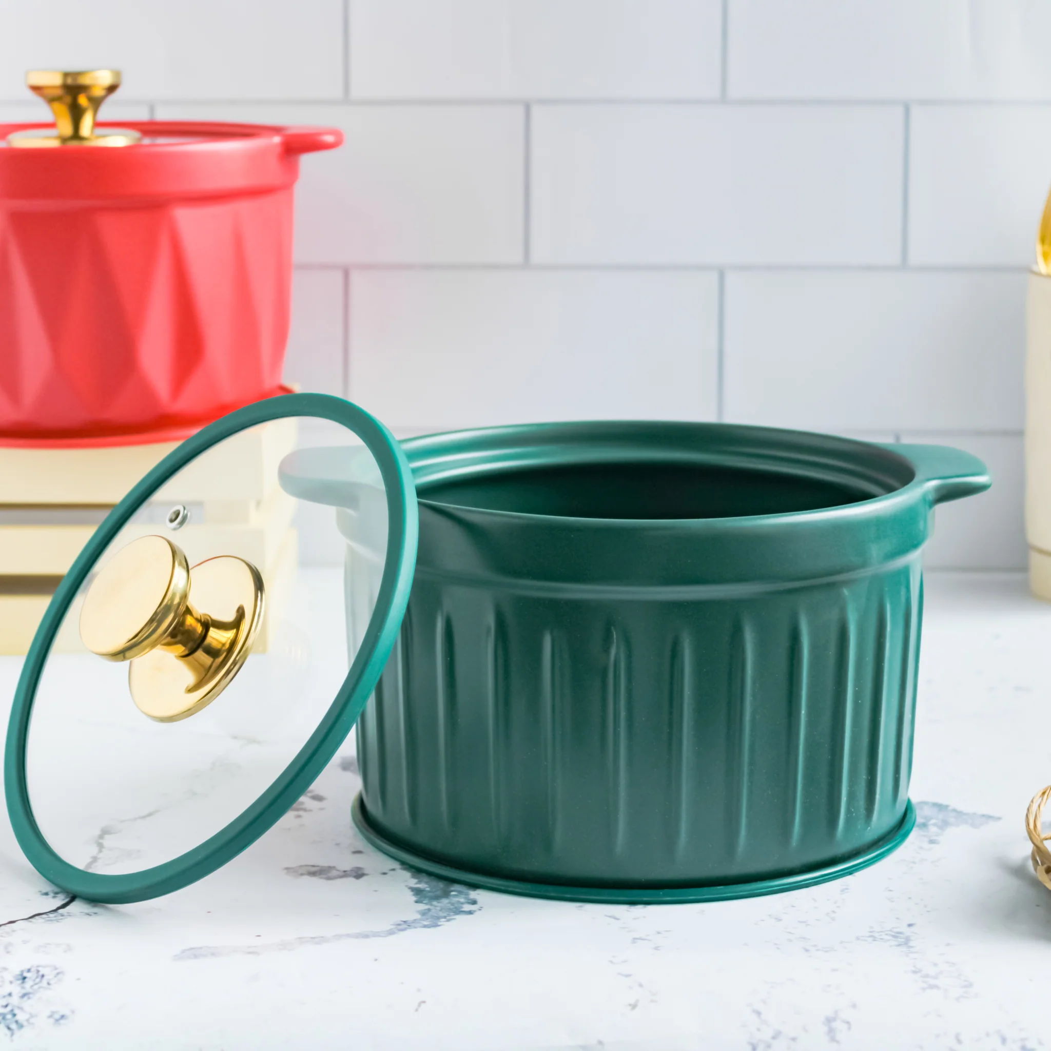 Cooking Pot with Glass Lid Green - Image 4