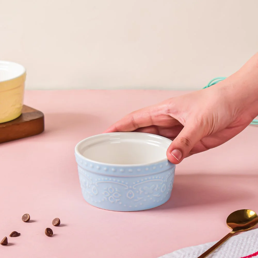 Cool Blue Textured Pudding Bowl - Image 4