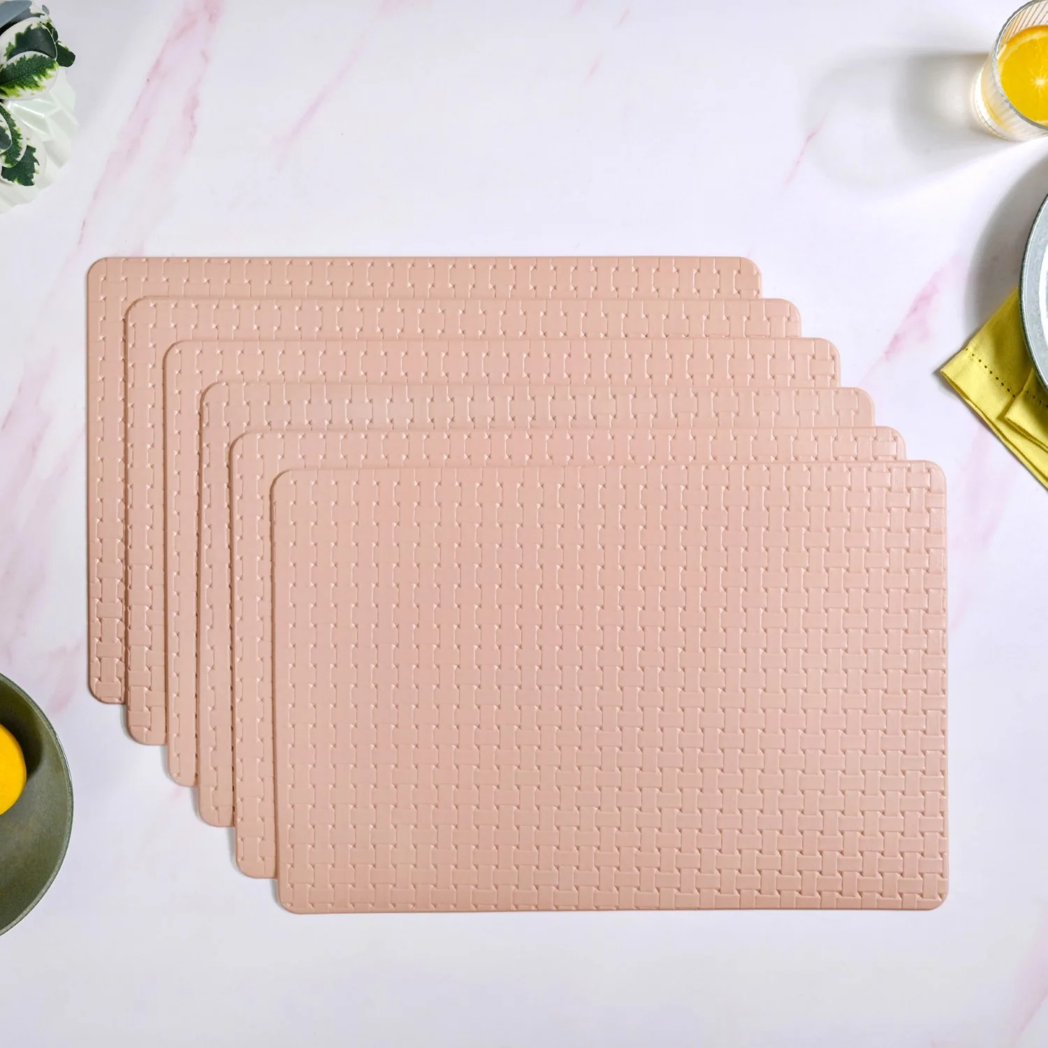 Coral Peach Weave Placemat Set Of 6 - Image 7