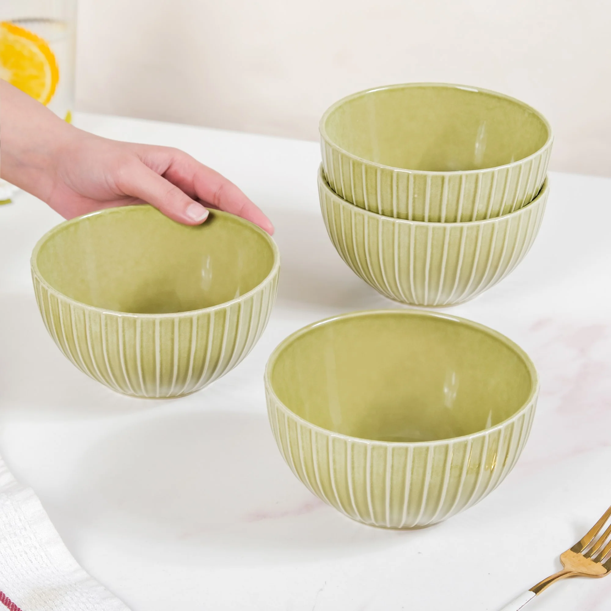 Costola Ceramic Serving Bowl Set Of 4 650ml - Image 2