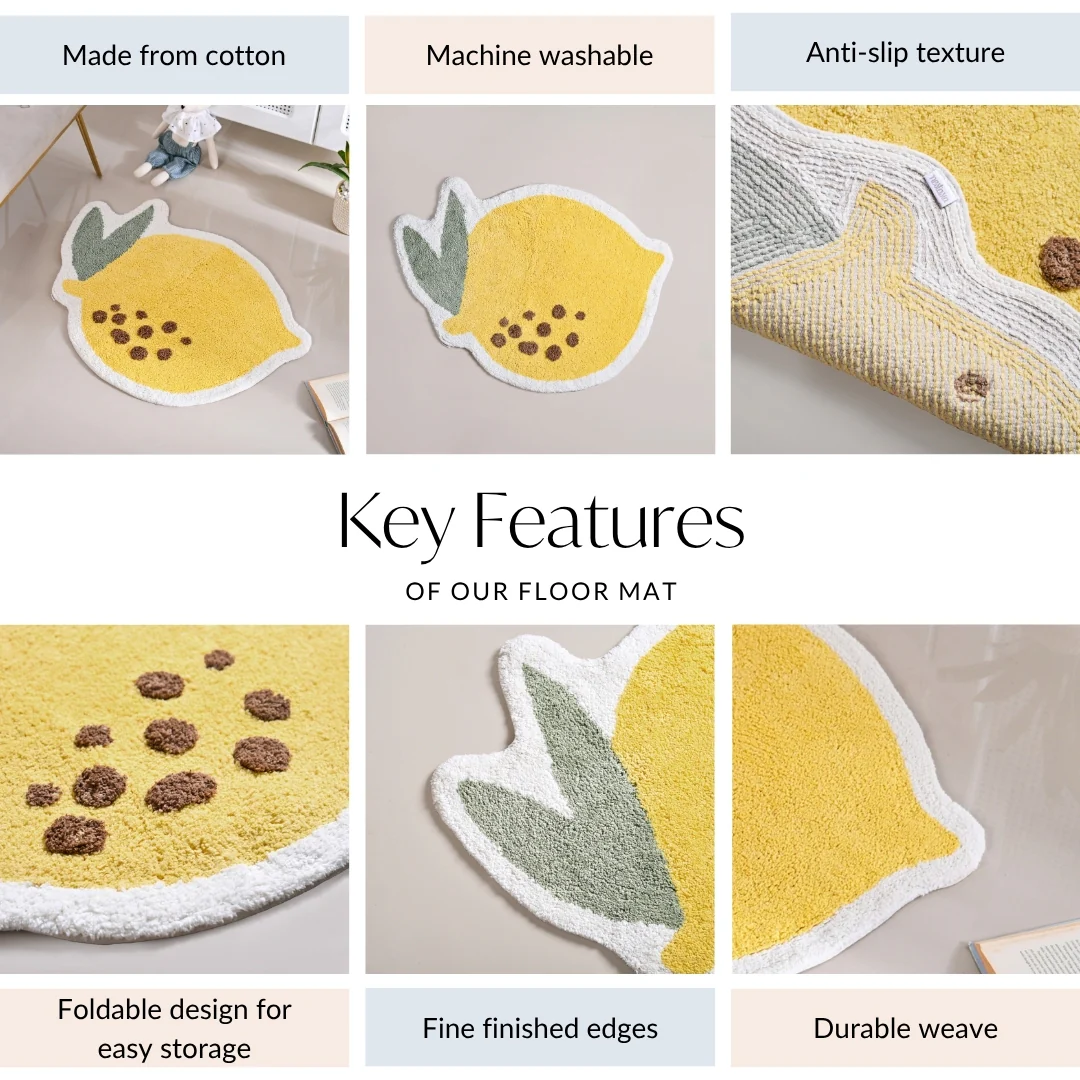 Anti Slip Lemon Cotton Floor Mat 76x56cm - Image 3