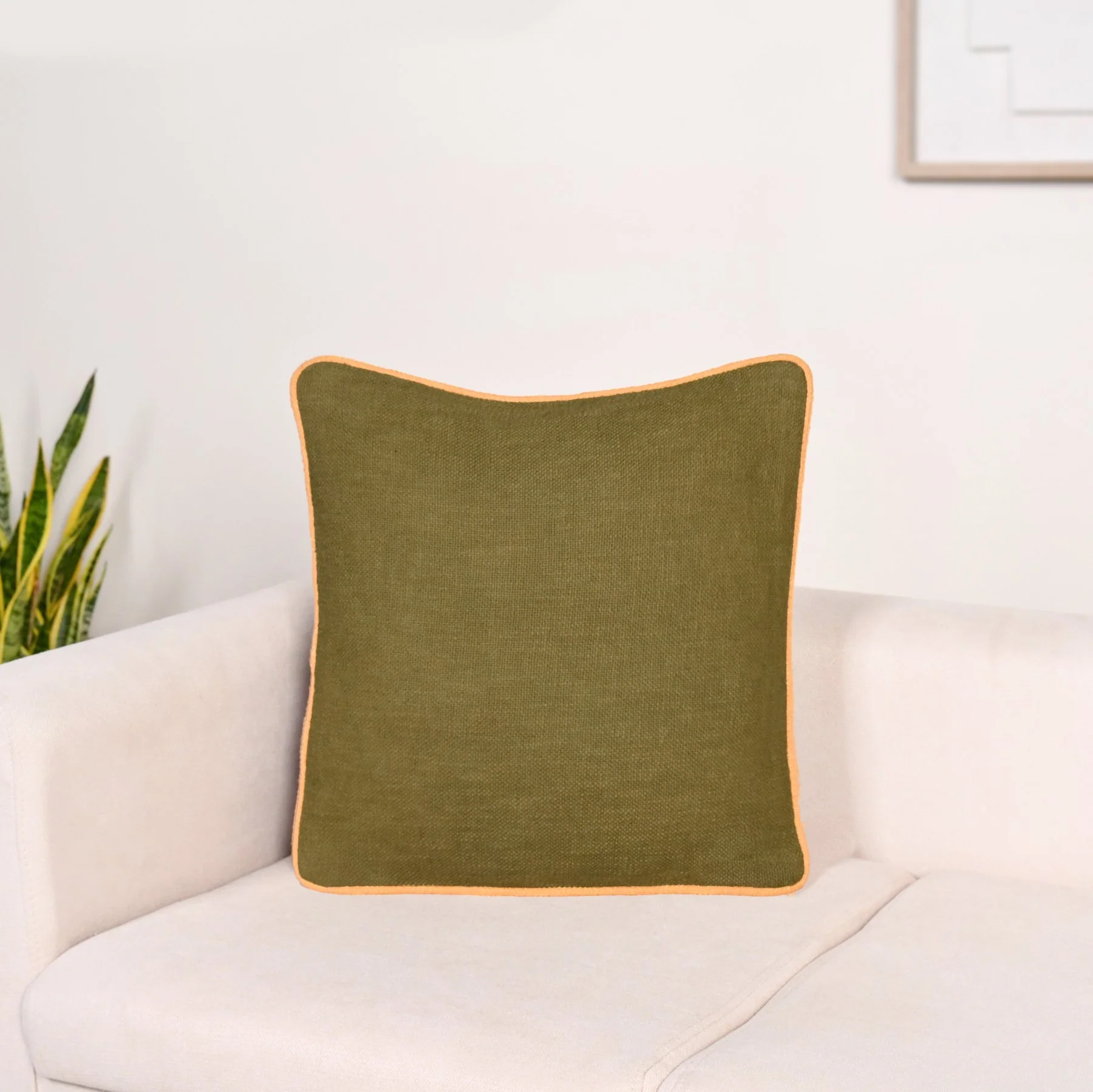 Cotton Cushion Cover Set Of 2 Olive - Image 8