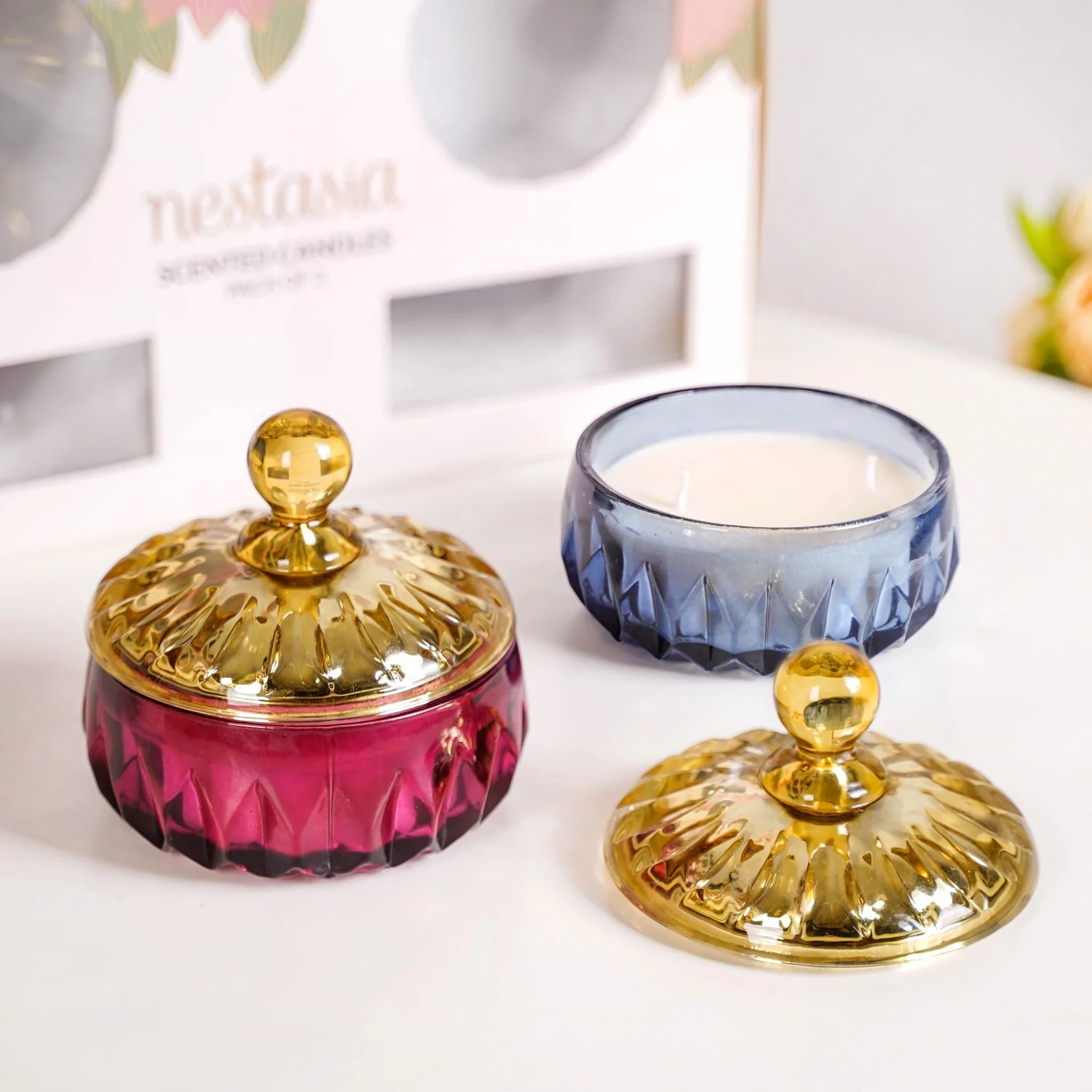 Crisp Linen And Rose Oud Fragrant Candles Jars Set Of 2 - Image 9
