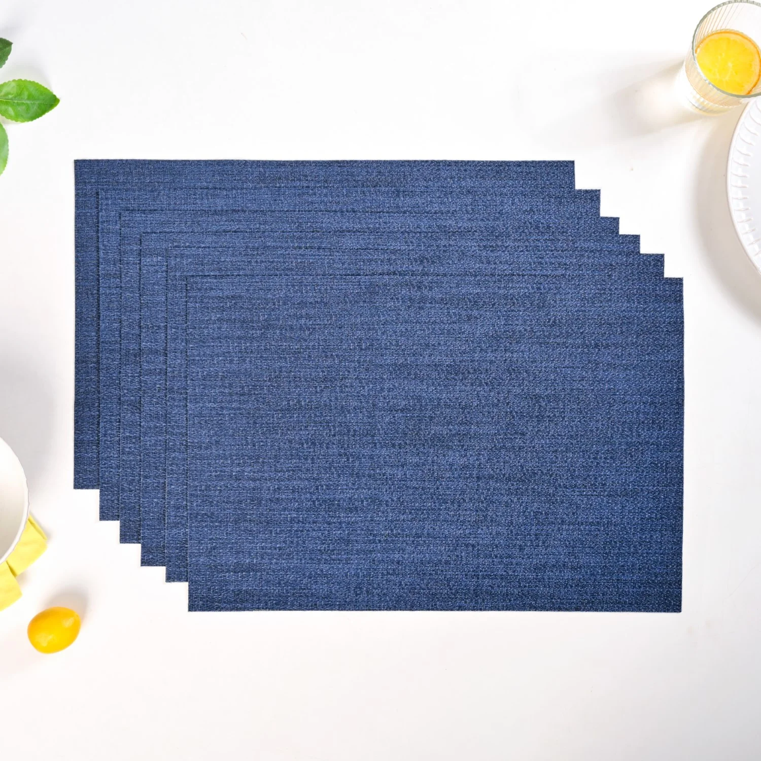 Crosshatch Midnight Blue Placemat Set Of 6 - Image 2