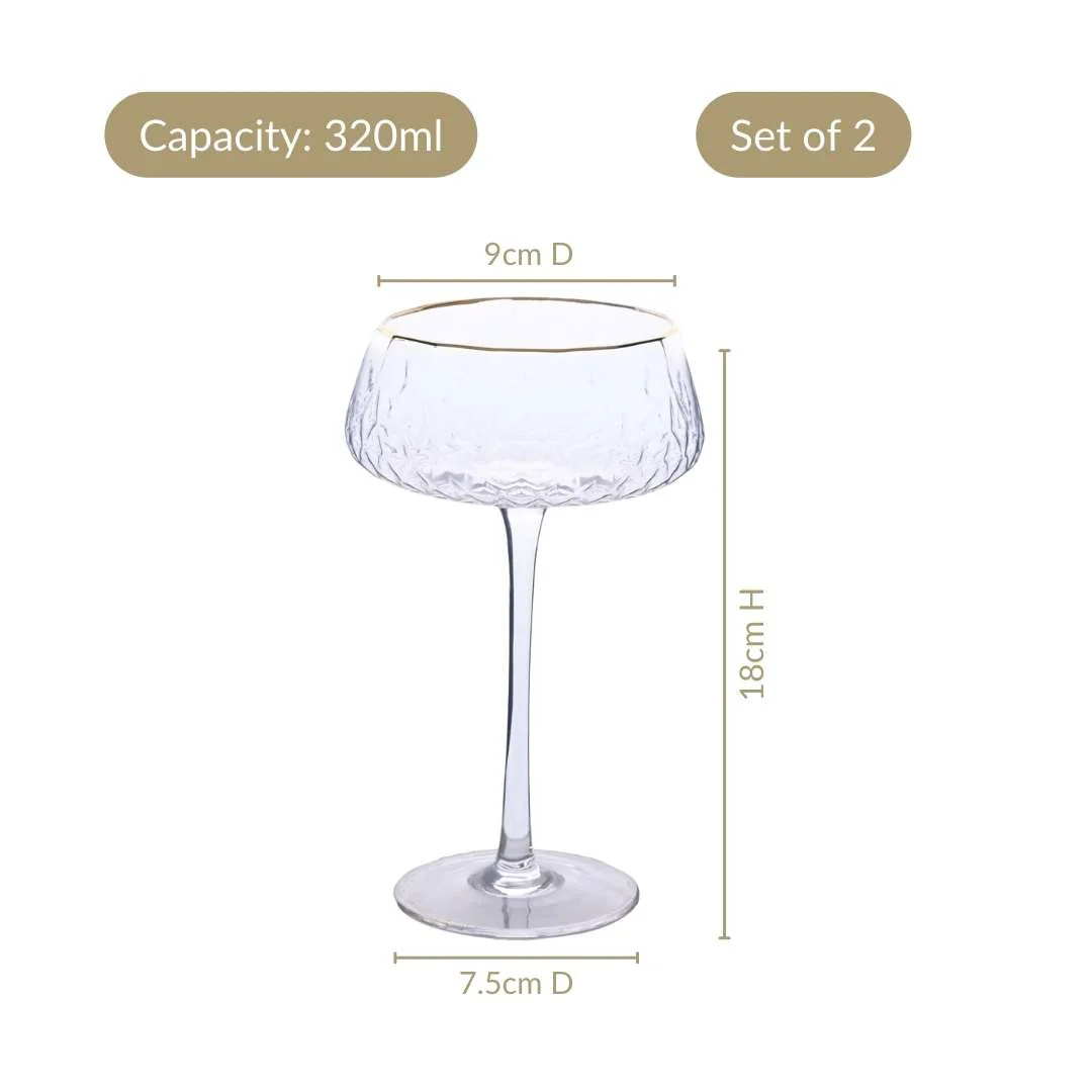 Crystal Gold Rim Cocktail Glass Set Of 2 320ml - Image 4