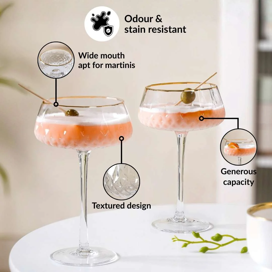 Crystal Gold Rim Cocktail Glass Set Of 2 320ml - Image 5