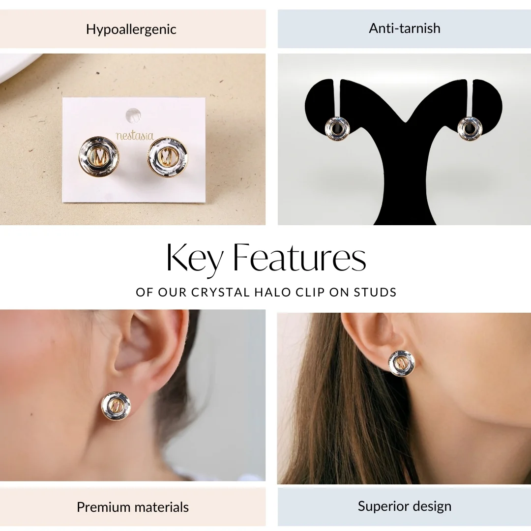 Crystal Halo Clip On Studs - Image 4