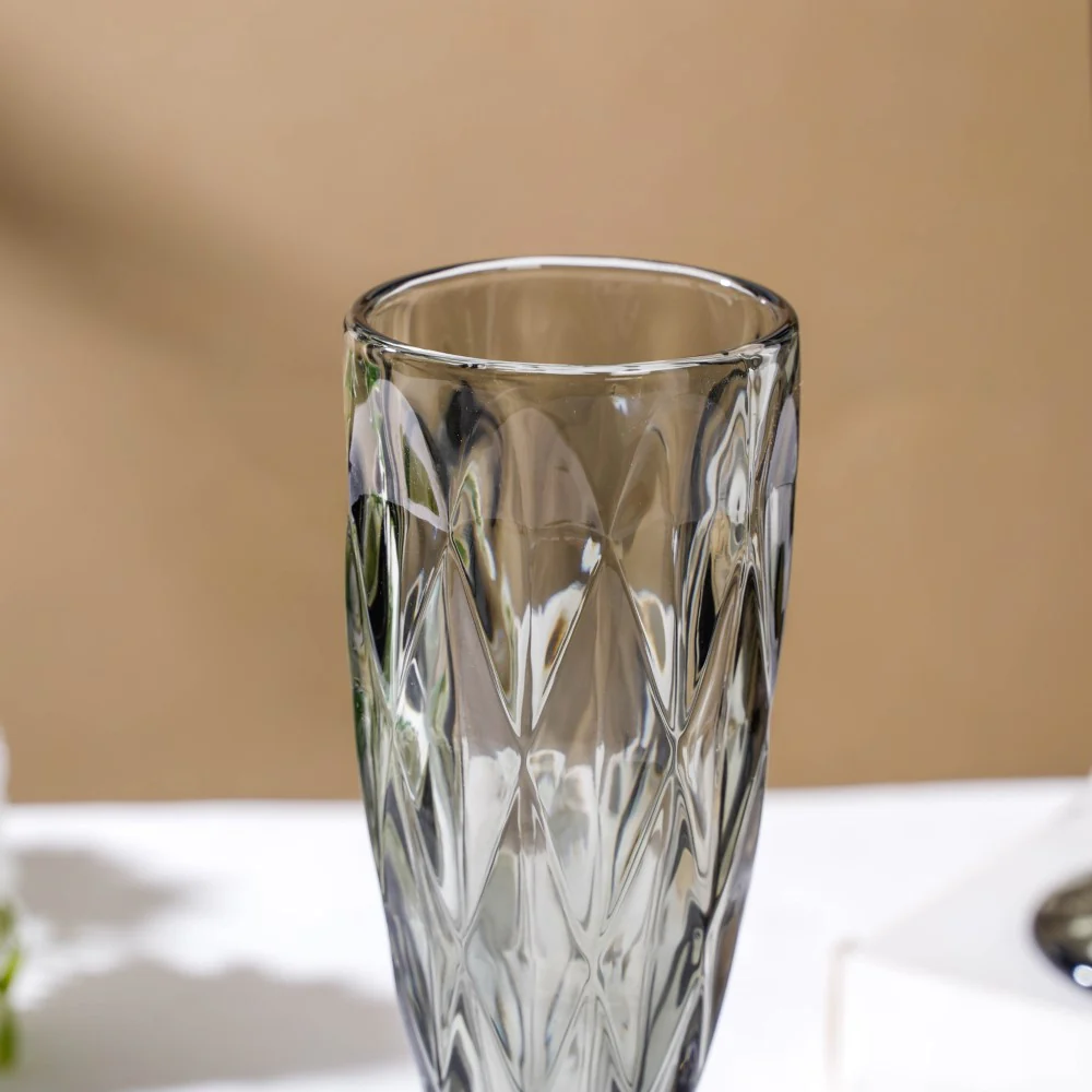 Crystal Textured Champagne Glass Grey Set Of 6 150 ml - Image 5