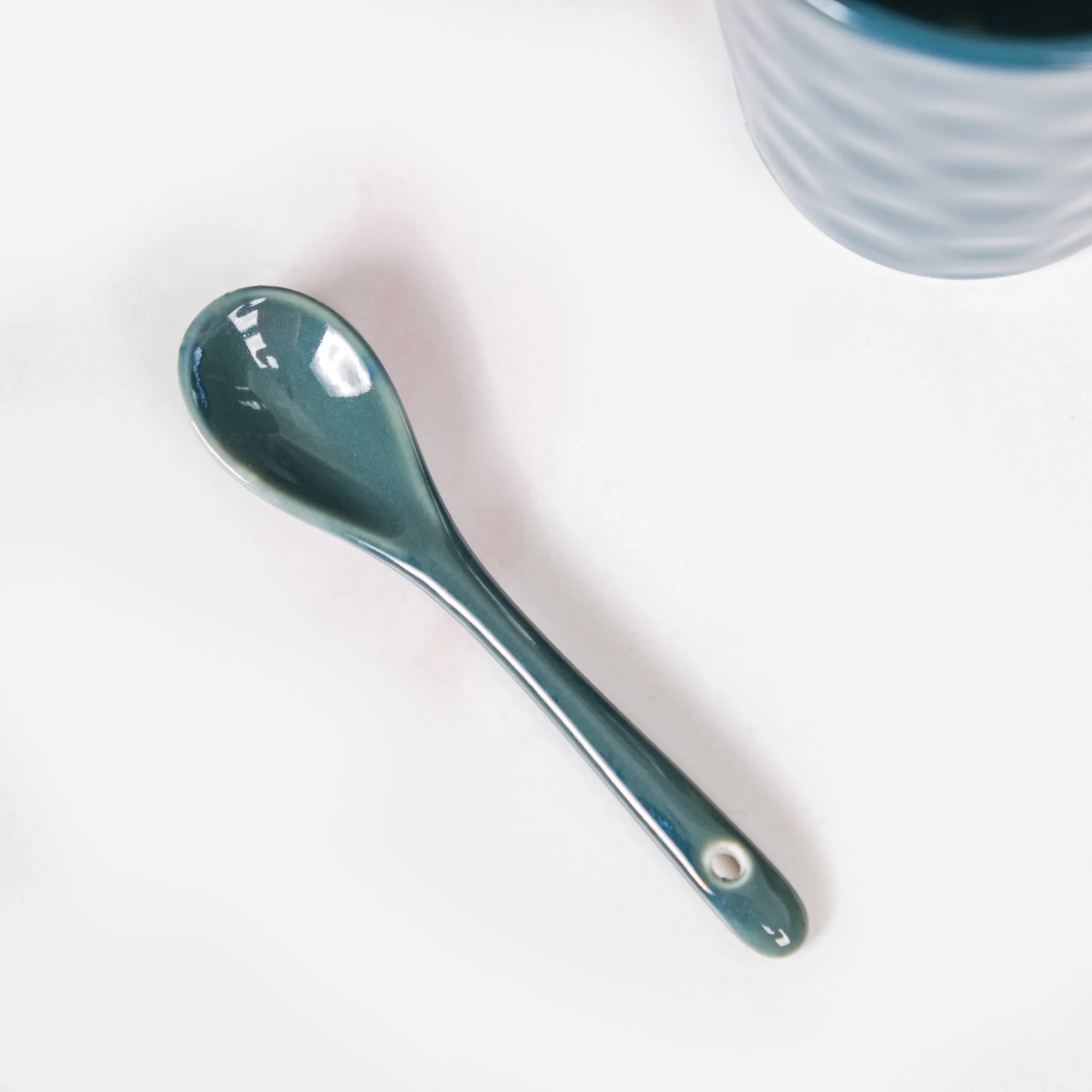 Cup With Spoon Set Of 6 Glossy Dark Green 350ml - Image 7
