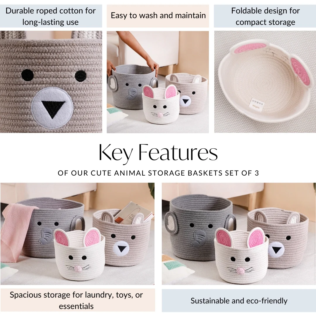 Animal Storage Baskets Set Of 3 - Image 5