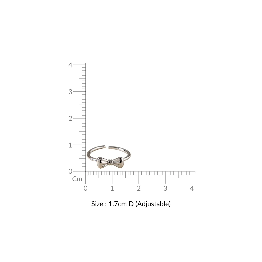 Dainty Silver Bow Statement Ring - Image 3