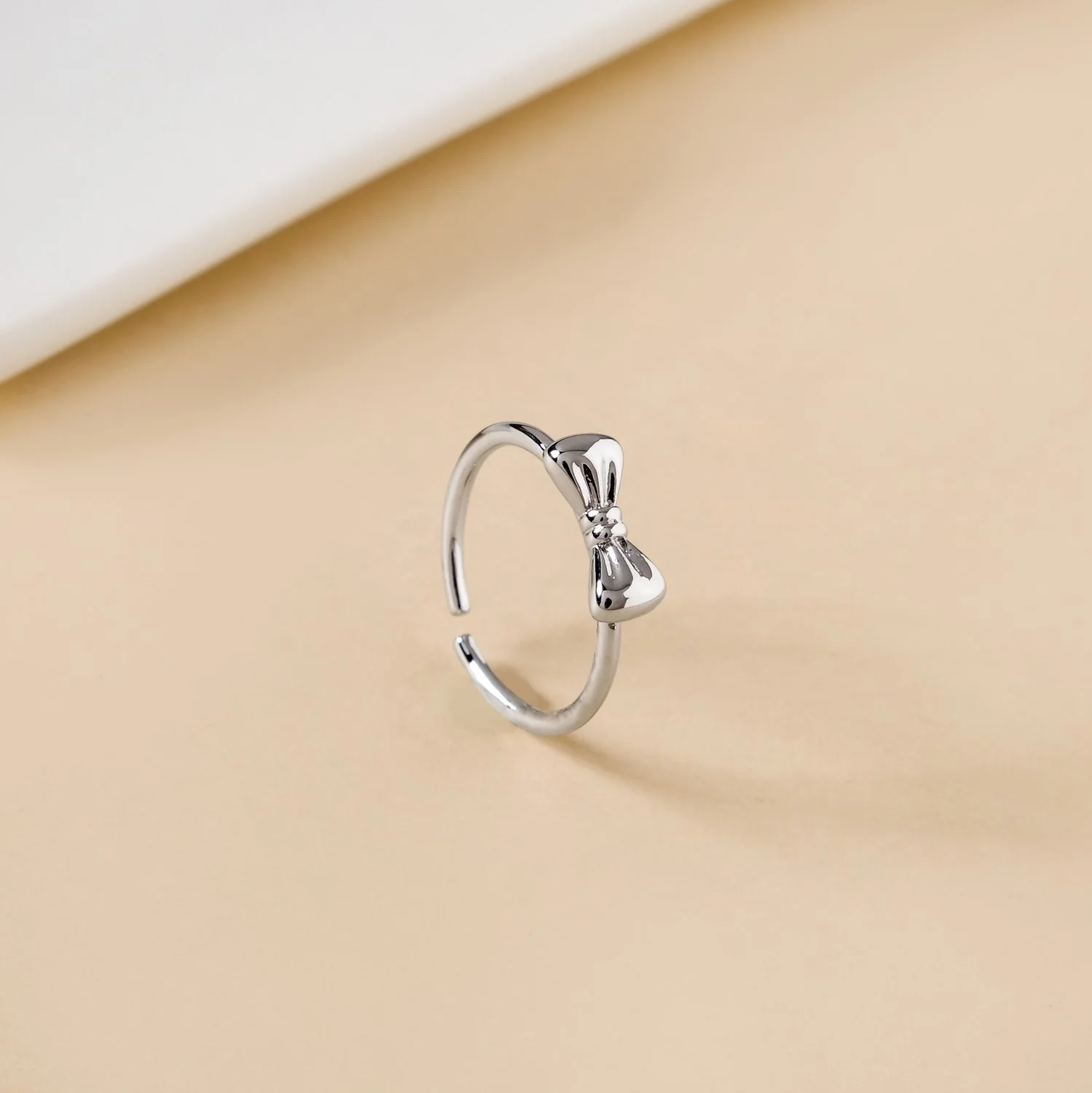 Dainty Silver Bow Statement Ring - Image 5