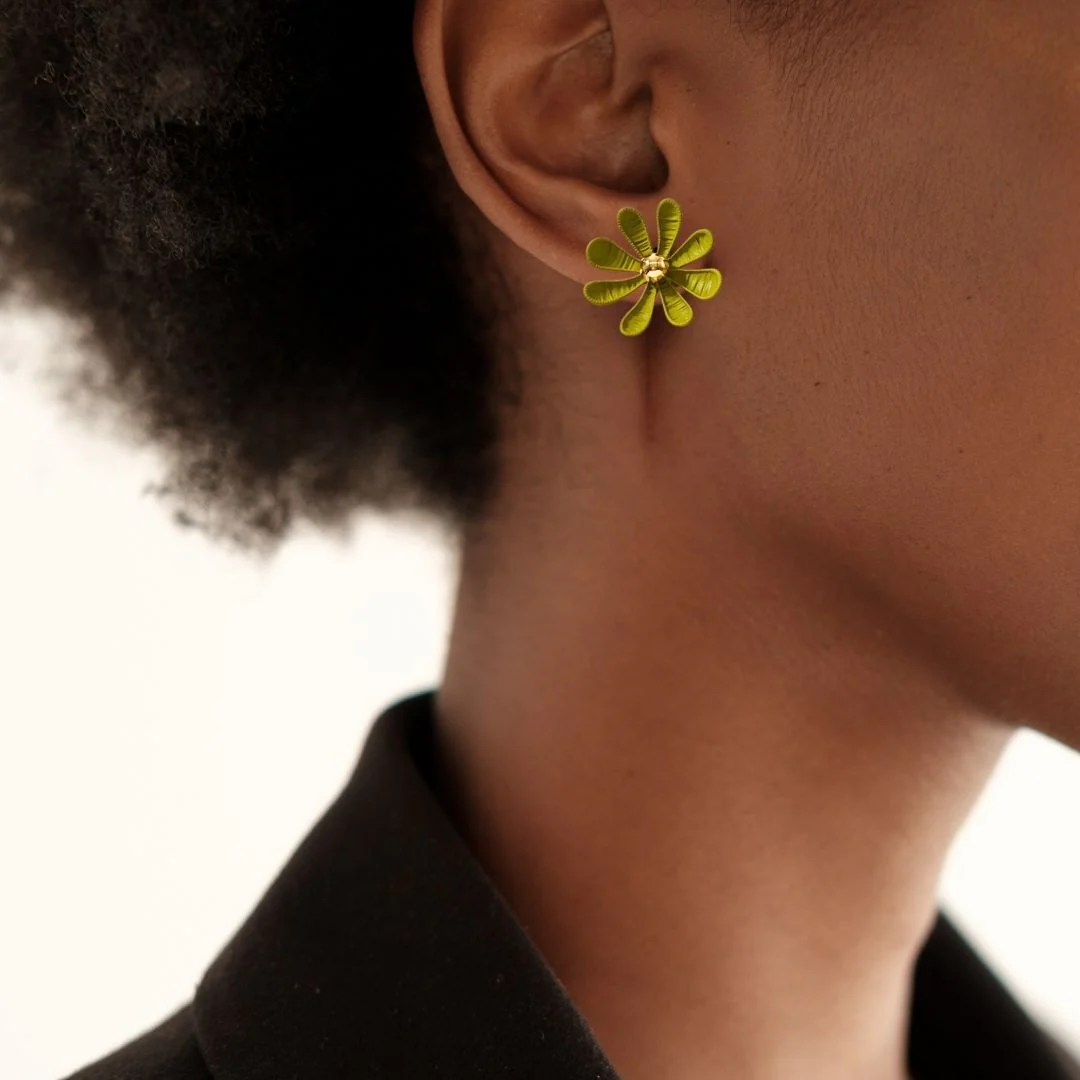 Daisy Statement Studs Olive - Image 2