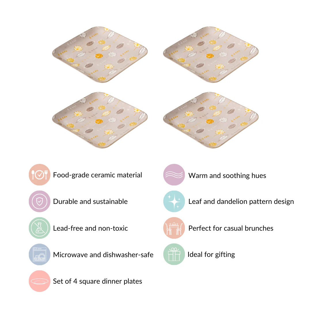 Dandelion Square Dinner Plates Set Of 4 9x9 Inch - Image 5
