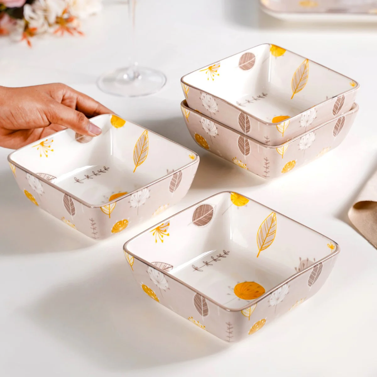 Dandelion Square Snack Bowl Set Of 4 600ml - Image 3