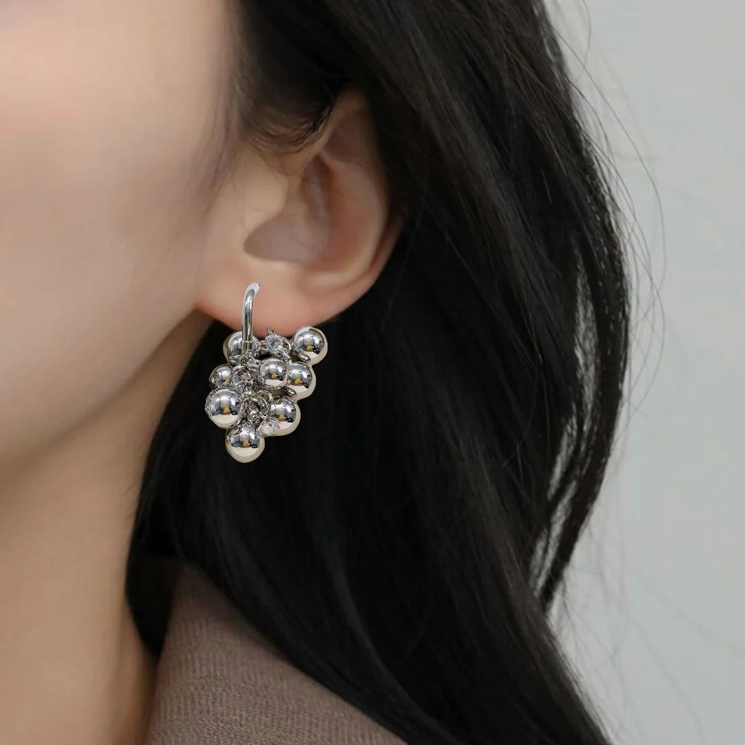 Dangling Beads Metallic Earrings - Image 5
