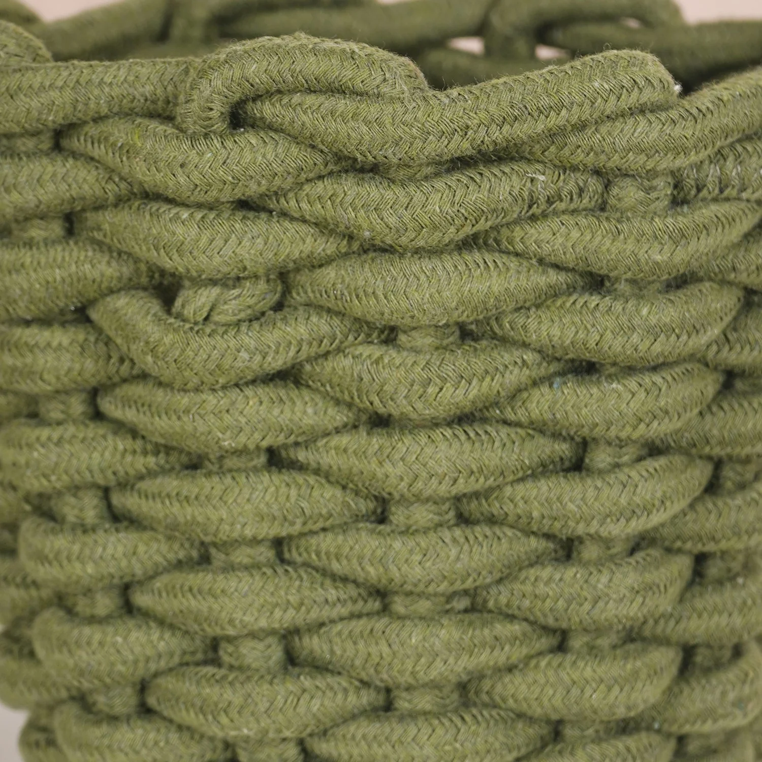 Dark Green Roped Style Basket 15cm - Image 7