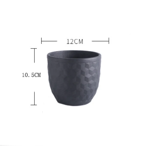 Dark Toned Hexagonal Pattern Pot - Image 10