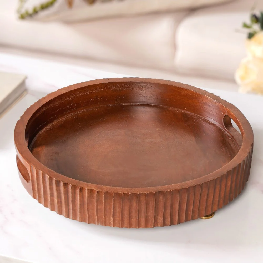 Dark Wood Serving Tray 30cm - Image 4