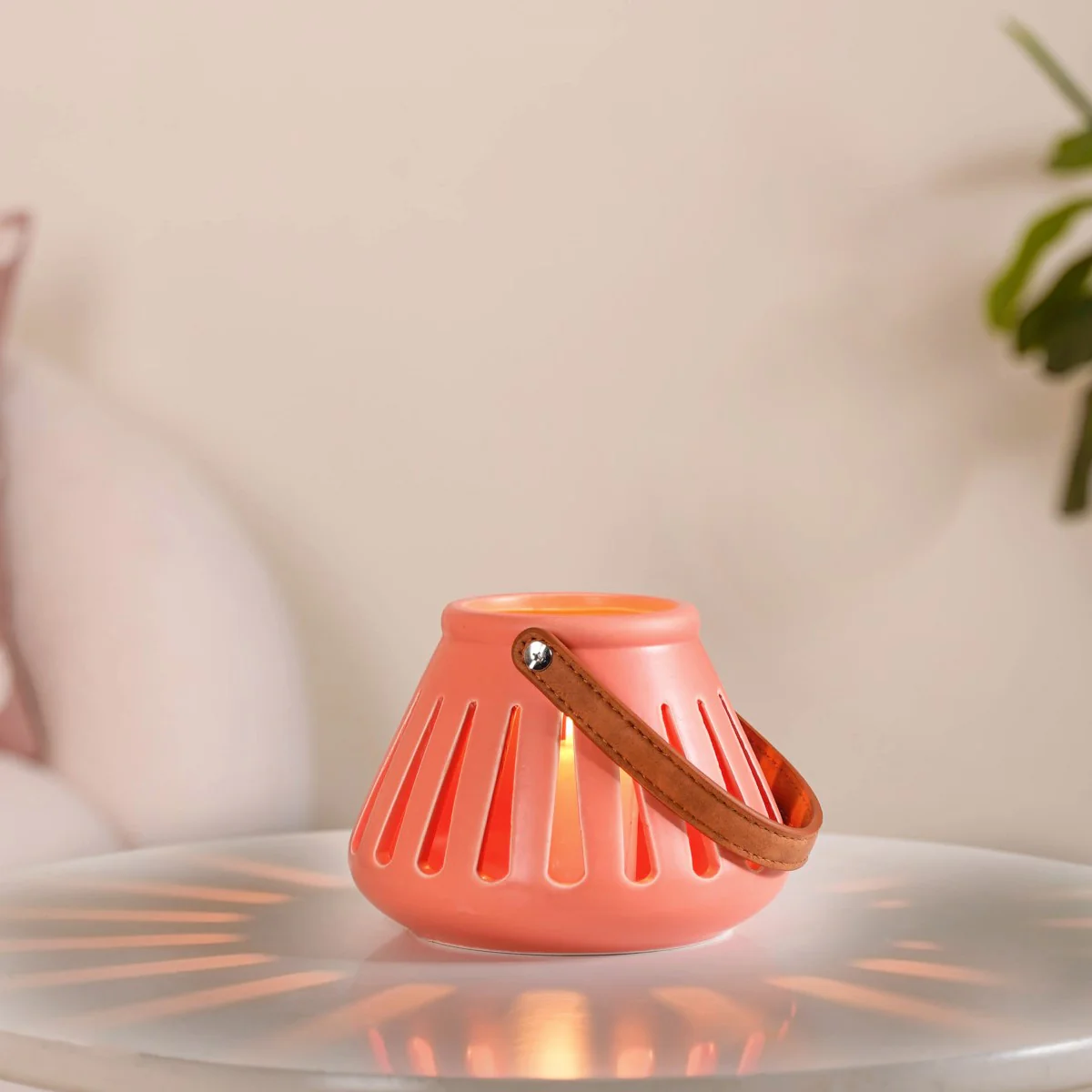 Decor Lantern Coral Red Set of 2 - Image 4