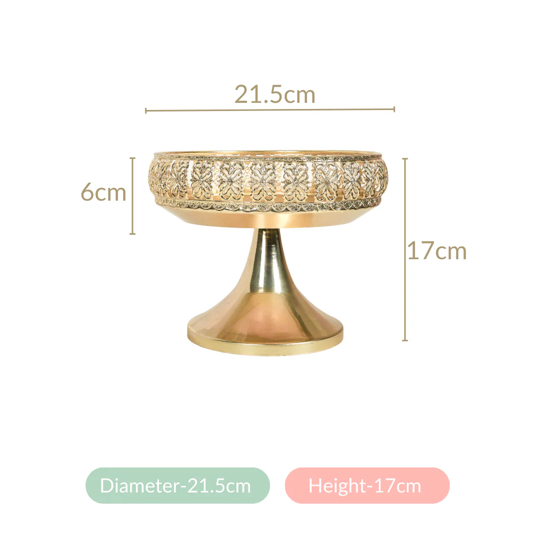 Decorative Fruit Bowl With Stand Gold Large - Image 8