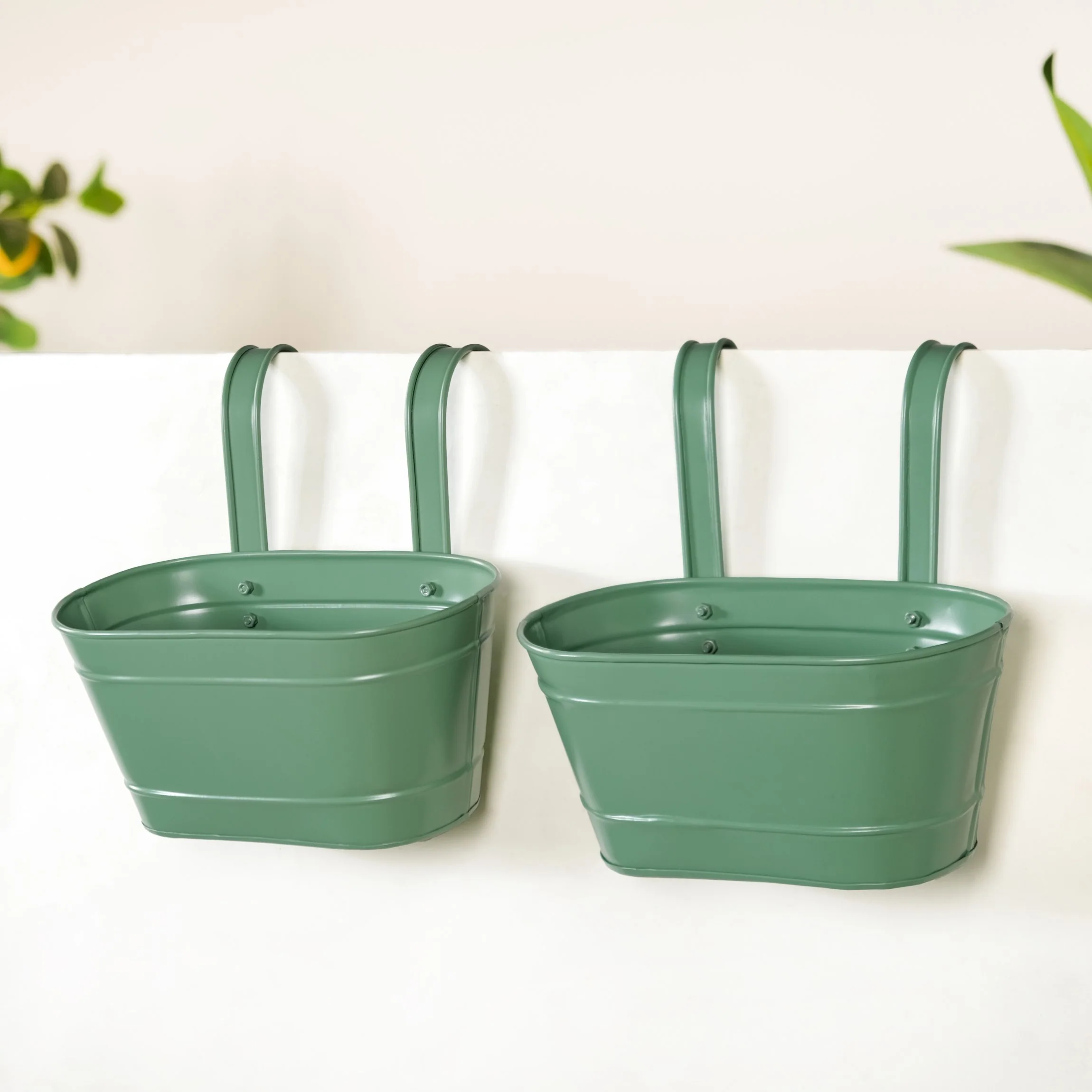 Decorative Hanging Planter Sage Green Set Of 2 - Image 10