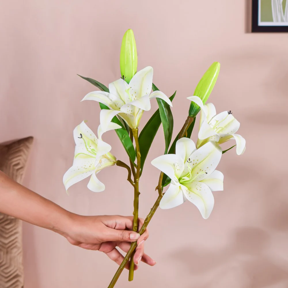 Decorative Lily Branch White Set Of 2 - Image 2