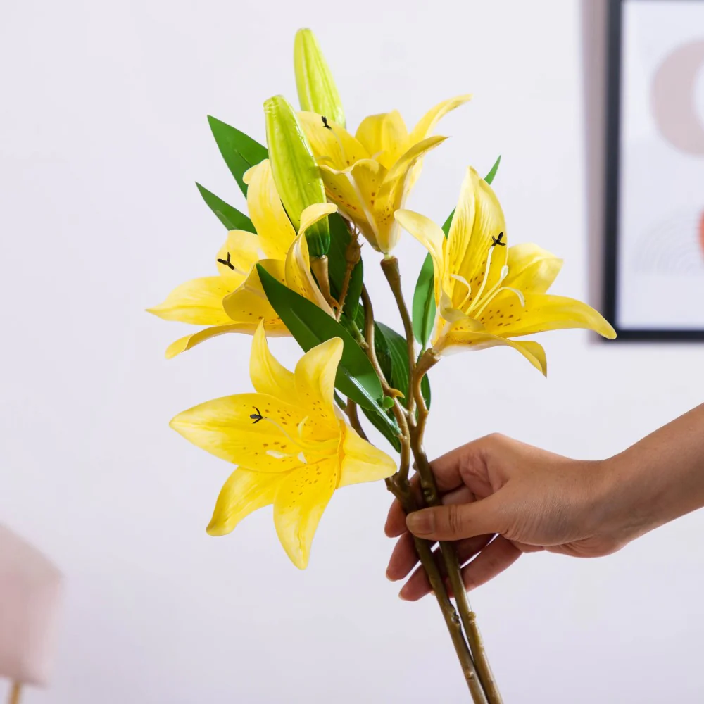 Decorative Lily Branch Yellow Set Of 2 - Image 2