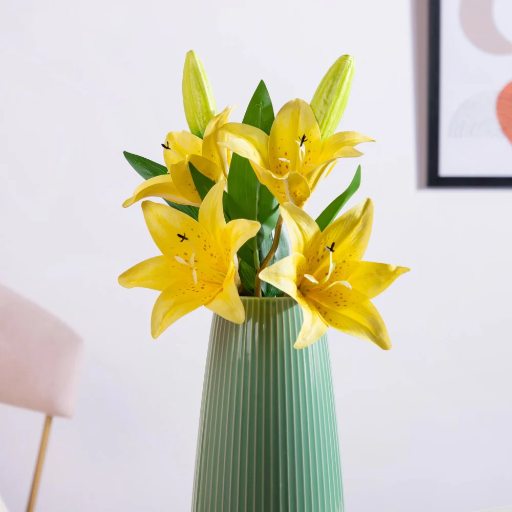 Decorative Lily Branch Yellow Set Of 2 - Image 3
