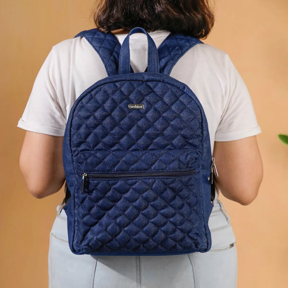 Denim Laptop Backpack Blue - Image 3