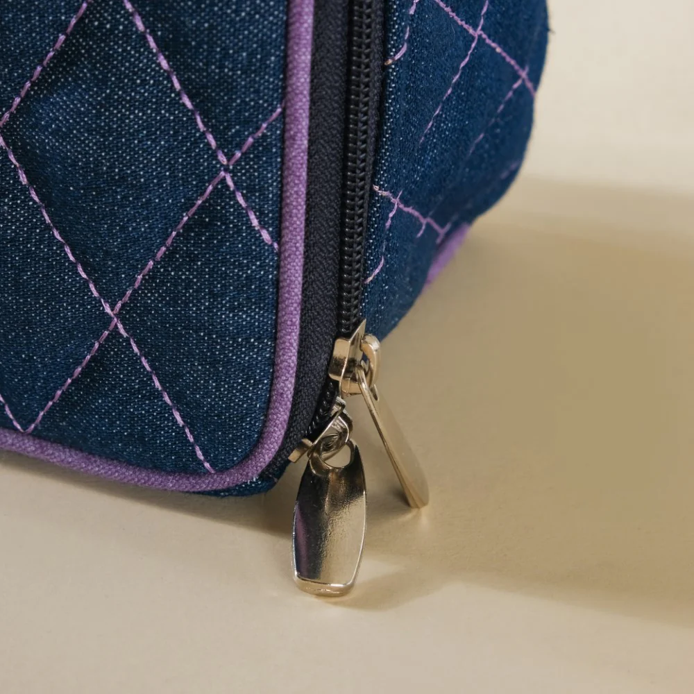 Denim Makeup Bag Set Of 2 Blue And Purple - Image 17