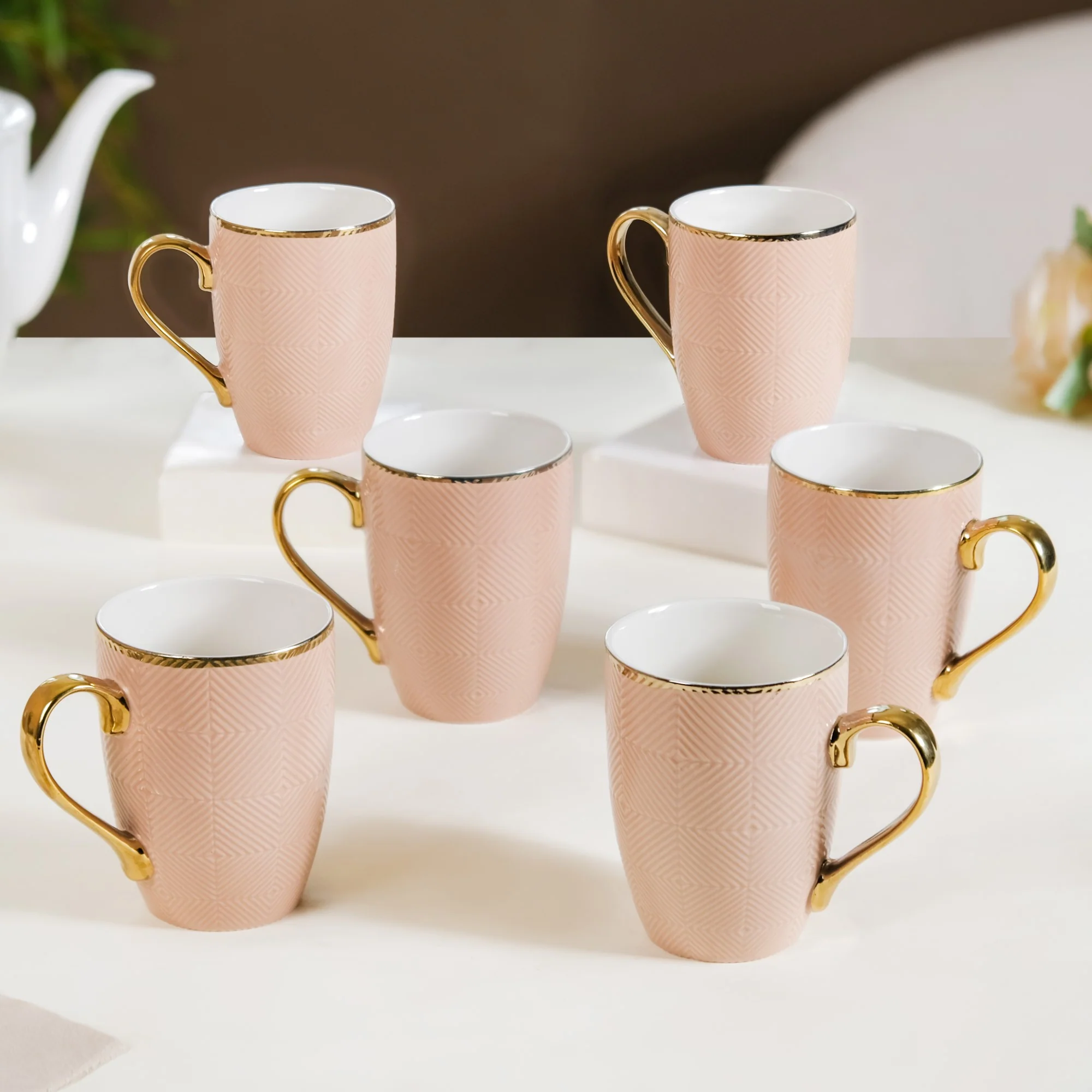 Design Mug For Coffee Set of 6 Beige 330ml - Image 2