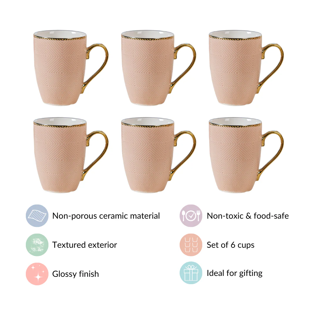 Design Mug For Coffee Set of 6 Beige 330ml - Image 5