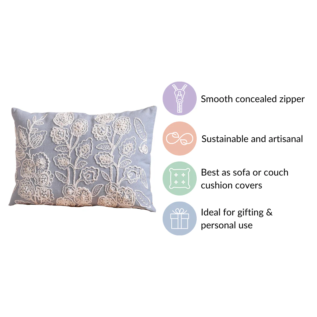 Designer Lumbar Cushion Cover Blue 20x14 inch - Image 5